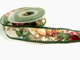 R4934 30mm Flowery Design Ribbon with Enforced Wired Borders