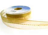 R5588 25mm Cream and Gold Shot Sheer Ribbon with a Gimp Stitch