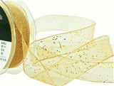 R6195L 26mm Honey Gold Super Sheer Random Metallic Glitter Ribbon