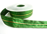 R6855 23mm Metallic Green and Gold Textured Lame Ribbon