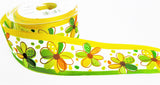 R7513 40mm Yellow-Greens-Orange Flowery Print Ribbon by Berisfords