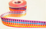 R7982 25mm Multi Colour-Spotty Striped Taffeta Ribbon by Berisfords