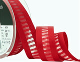 R8629 25mm Red Grosgrain-Sheer Centre Ladder Ribbon, Berisfords
