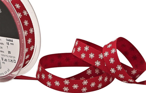 R8705 15mm Deep Red Rustic Polka Flakes Ribbon by Berisfords