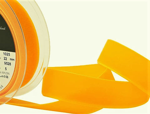 R8865 22mm Maize (Deep Yellow) Nylon Velvet Ribbon by Berisfords