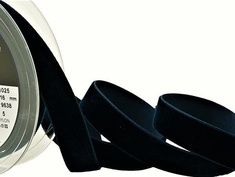 R9076 16mm Nachtblau (Midnight Navy) Nylon Velvet Ribbon by Berisfords