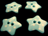 B13840 18mm Pale Blue Polka Dot Spot Star Shaped 2 Hole Button