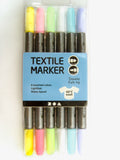 Fabric Pens Textile Markers. 6 Mixed Colours with Double End Tips