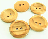 B11660 34mm Pine Wood 2 Hole Wooden Button with a Concave Centre