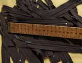 6" Dark Brown zips. 15cm dress