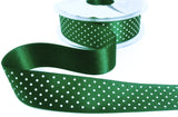 25mm Hunter Green-White Micro Polka Dot Spot Ribbon, Berisfords