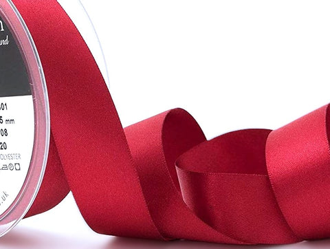 Berisfords 25mm scarlet berry red Double faced Satin Ribbon. colour 908