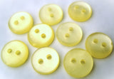 10mm Primrose Lightly Domed Pearlised Polyester 2 Hole Button