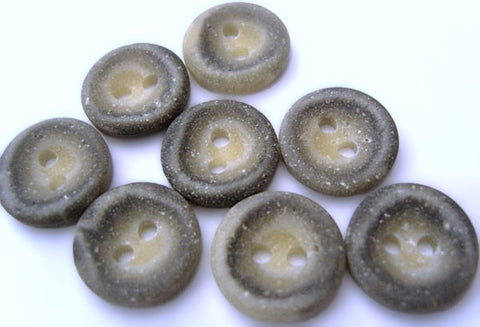 Matte Stone Effect 2 Hole Button with a Concave Centre. 12mm Grey and Natural Cream