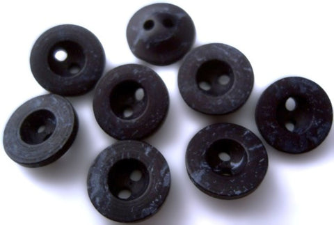 12mm deep navy soft‑sheen 2 hole button with tonal speckle and concave centre.