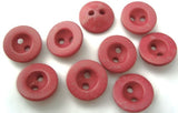 12mm raspberry pink soft‑sheen 2 hole button with deep concave centre.