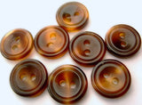 13mm Tortoise Shell Browns Gloss 2 Hole Button