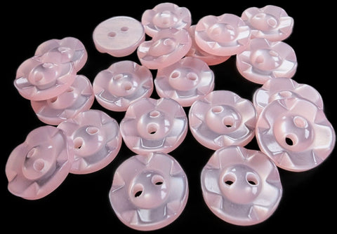 14mm Pink Dished Edge (Fruit Gum) Polyester 2 Hole Button