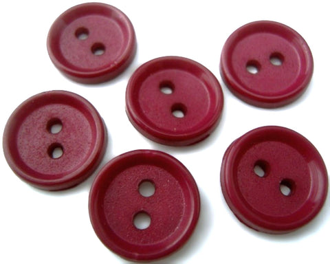 14mm wine red nylon 2 hole button with matte centre and glossy rim