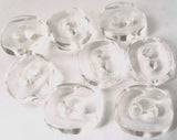 15mm Clear Glass Effect 2 Hole Button with a Curved Surface