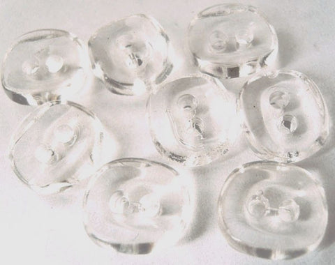 15mm Clear Glass Effect 2 Hole Button with a Curved Surface