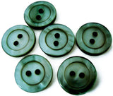 17mm deep teal pearlised polyester 2 Hole Button with a tonal shimmer and raised rim