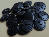 20mm black soft gloss ring edge 2 hole button