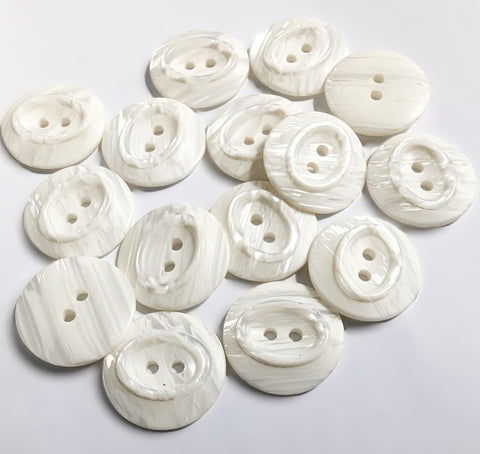 23mm Bridal White Oval Centre Satin Sheen & Pearlised 2 Hole Button