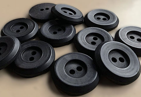 25mm black Chunky Soft Sheen 2 Hole Button with a Dinked Centre