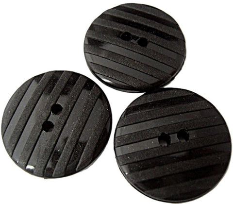 25mm black nylon 2 Hole button. High gloss with raised matte stripes