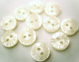 9mm Bridal White Lettered Rim Pearlised Polyester 2 Hole Button