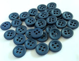 14mm Dusky Teal Blue Matte Ringed Rim 4 Hole Button