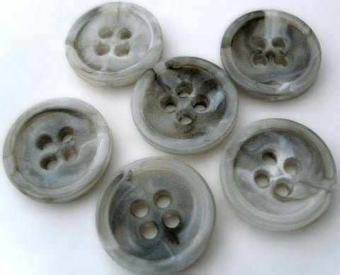 Nylon 4 Hole Button with a Matte Centre with a Raised Flat Gloss Rim. 18mm