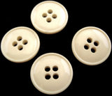  18mm cream 4 hole button with a high gloss centre and ringed rim.