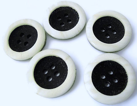 19mm Black & Antique Ivory Matte Centre Gloss Rim 4 Hole Button