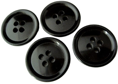22mm Black High Gloss 4 Hole Button