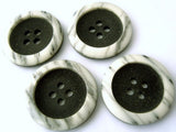 22mm Black & Antique Ivory Matte Centre 4 Hole Button