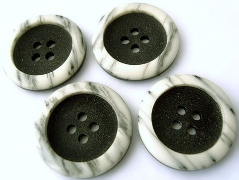 22mm Black & Antique Ivory Matte Centre 4 Hole Button