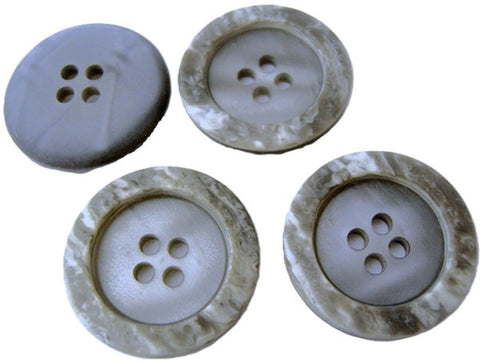 22mm Pale & Silver Greys Shell and Stone Effect 4 Hole Button