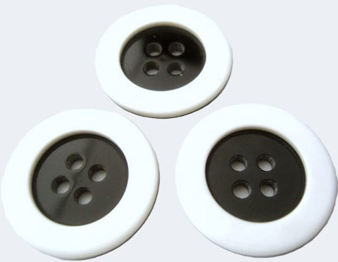 23mm Black & White High Gloss 4 Hole Button