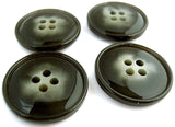 25mm Black High Gloss Four Hole Button with a Shimmery Grey Centre