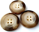 25mm chunky 4 Hole polyester button. Brown tones with creams in the frosted matte centre and a high gloss slightly raised flat rim.