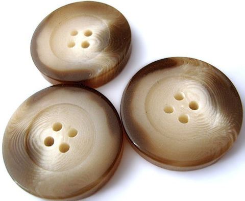 28mm Creams & Brown Chunky Matt and Gloss 4 Hole Button