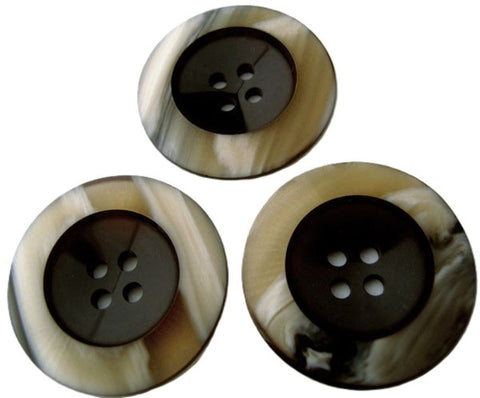 28mm Dark Brown & Naturals High Gloss 4 Hole Button