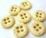 12mm matt 4 Hole button with a concave centre and raised lettering on the Rim 