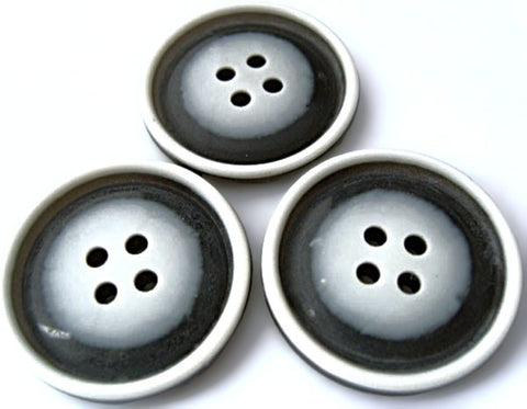 28mm Smoked Grey & Natural Gloss 4 Hole Button