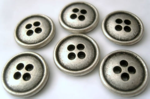 15mm Antique Gun Metal, Heavy Alloy 4 Hole Button