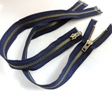 Z2769 YKK 56cm Deep Navy Brass Teeth Heavy Duty No.8 Open End Zip