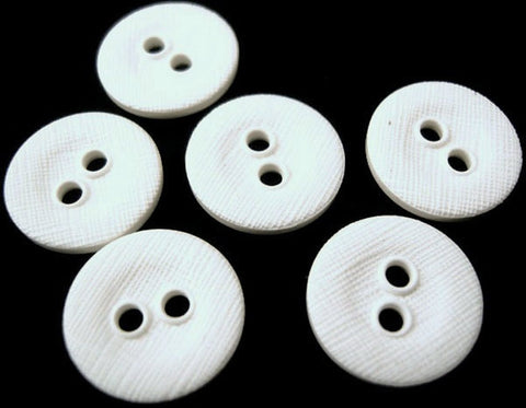 14mm White Lightly Textured Linen Effect Surface 2 Hole Button