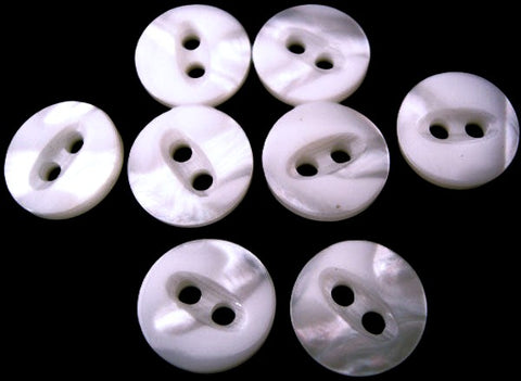 B14958 11mm White with a Subtle Iridescence Shimmery 2 Hole Button